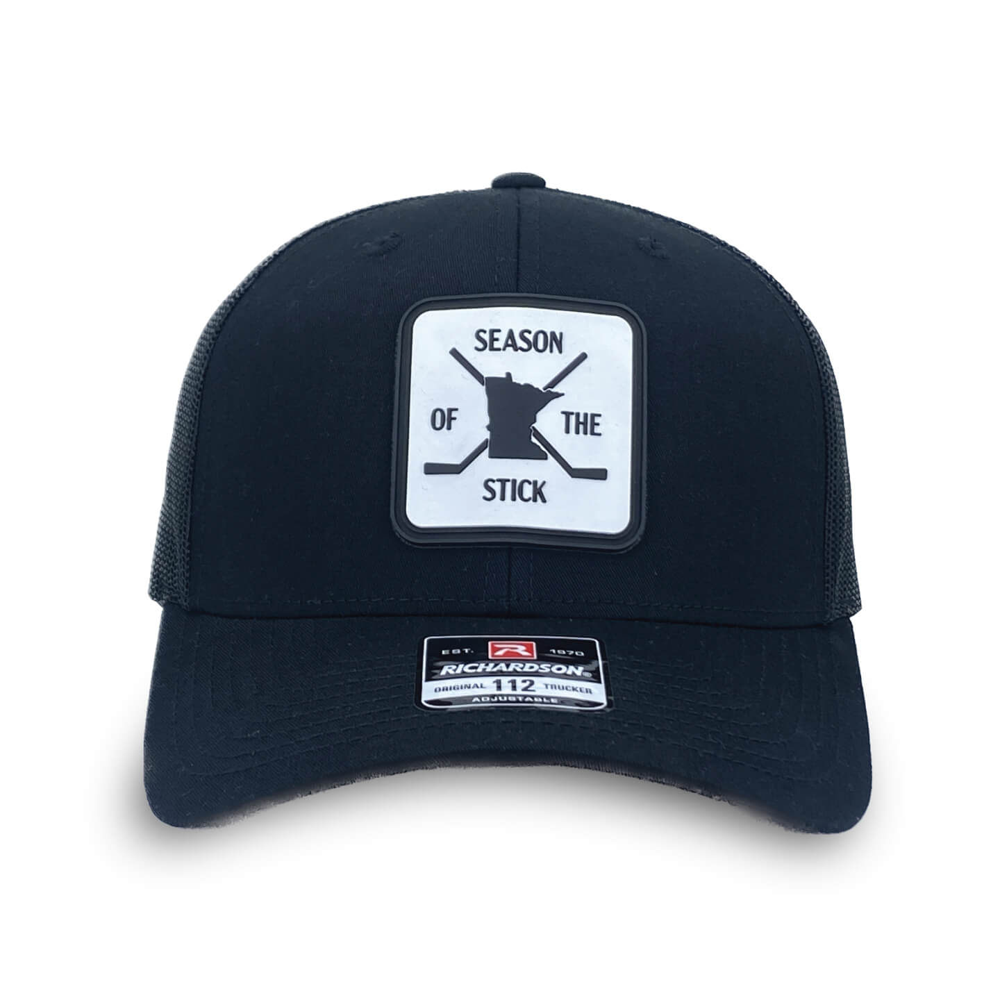 Minnesota Hockey patch on Black Trucker hat