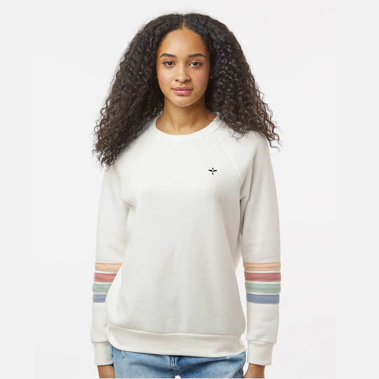 Minnesota Loon on Stripe Sleeve Crew Sweatshirt