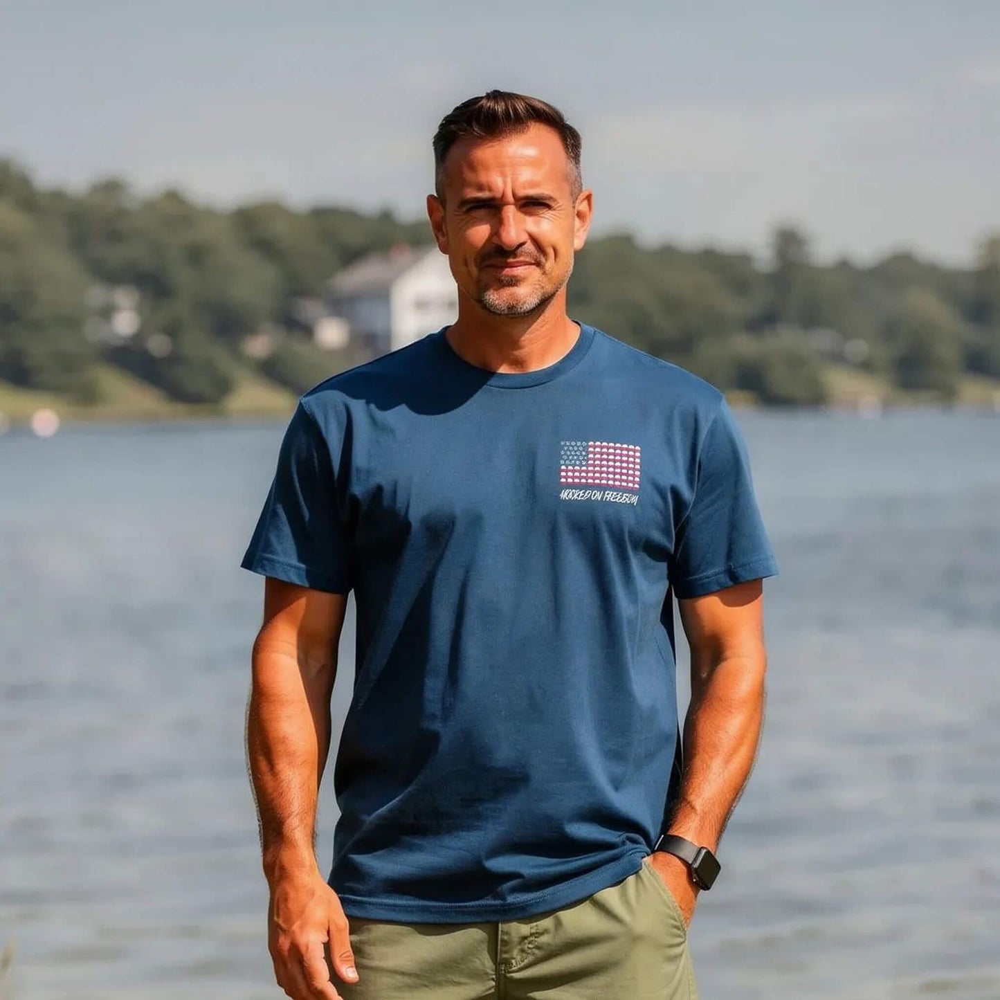 4th of July Fishing Tee - Hooked On Freedom Patriotic Fishing Shirt