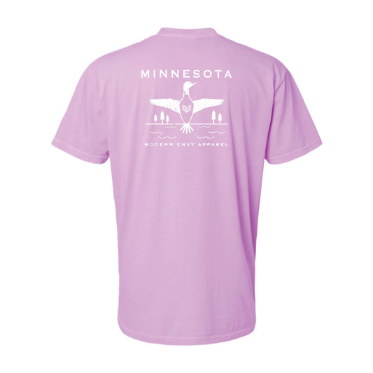 Minnesota Loon White Vintaged Violet T-Shirt Unisex Cotton Colors 1717