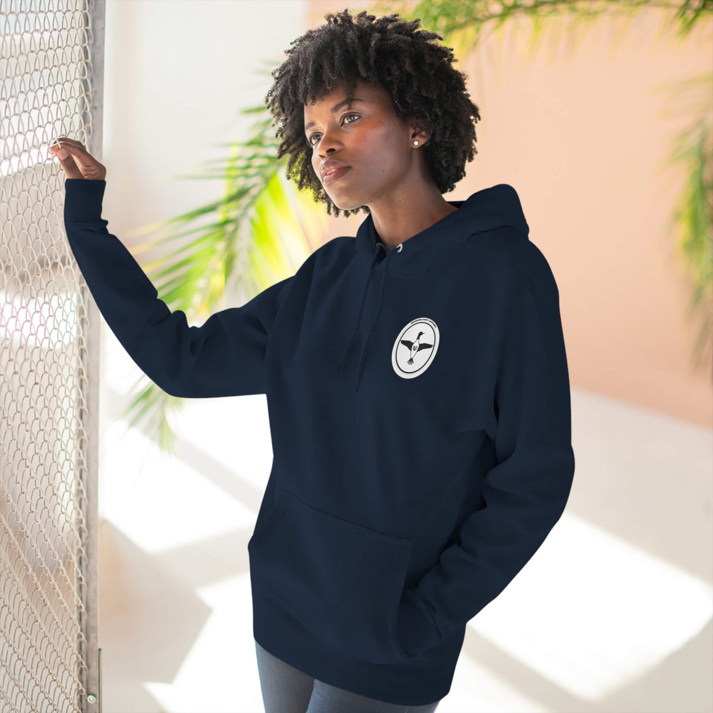 Modern Envy Loon Navy hoodie female lifestyle image