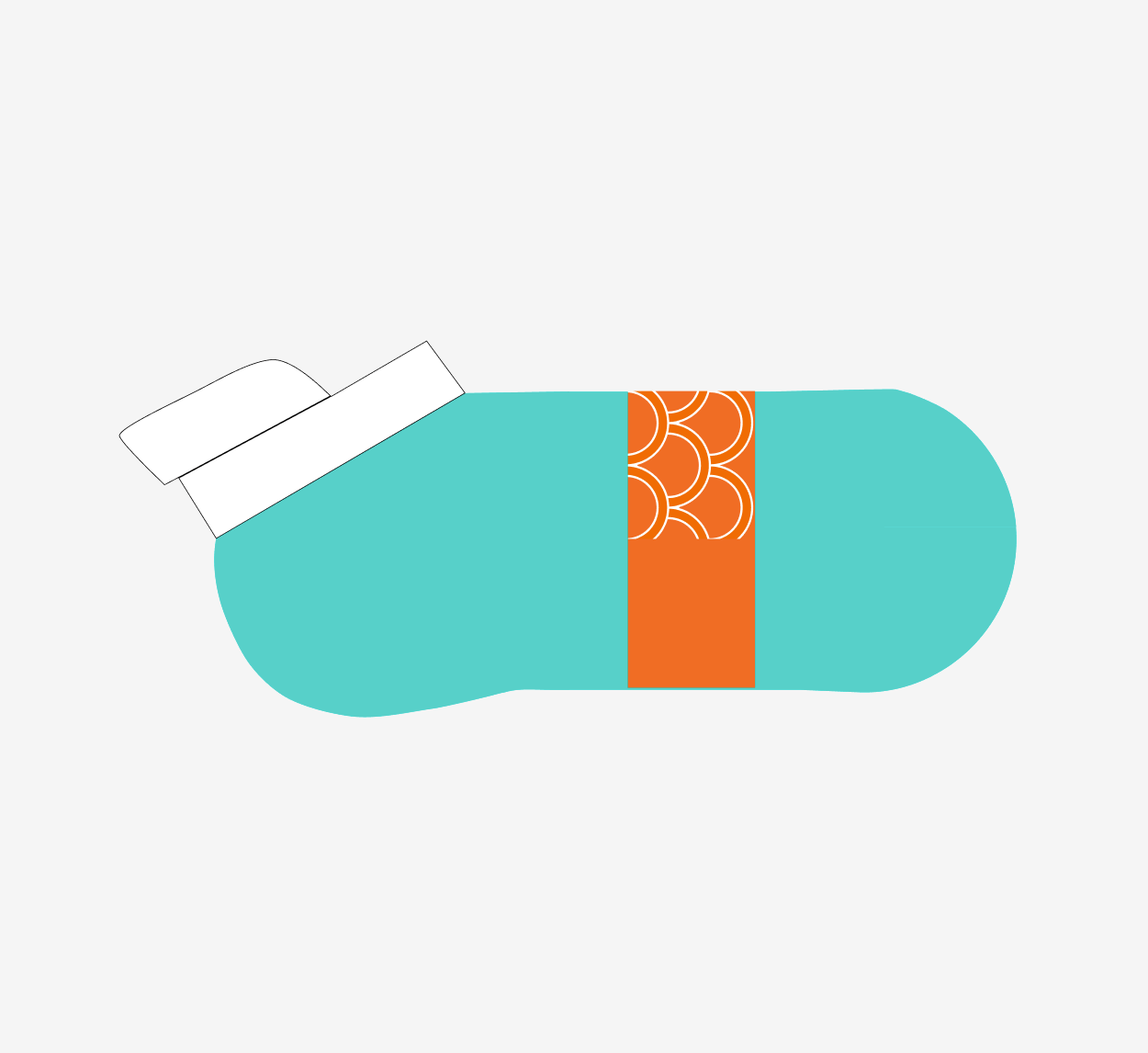 Wave arch band ankle sock Turquoise with Orange