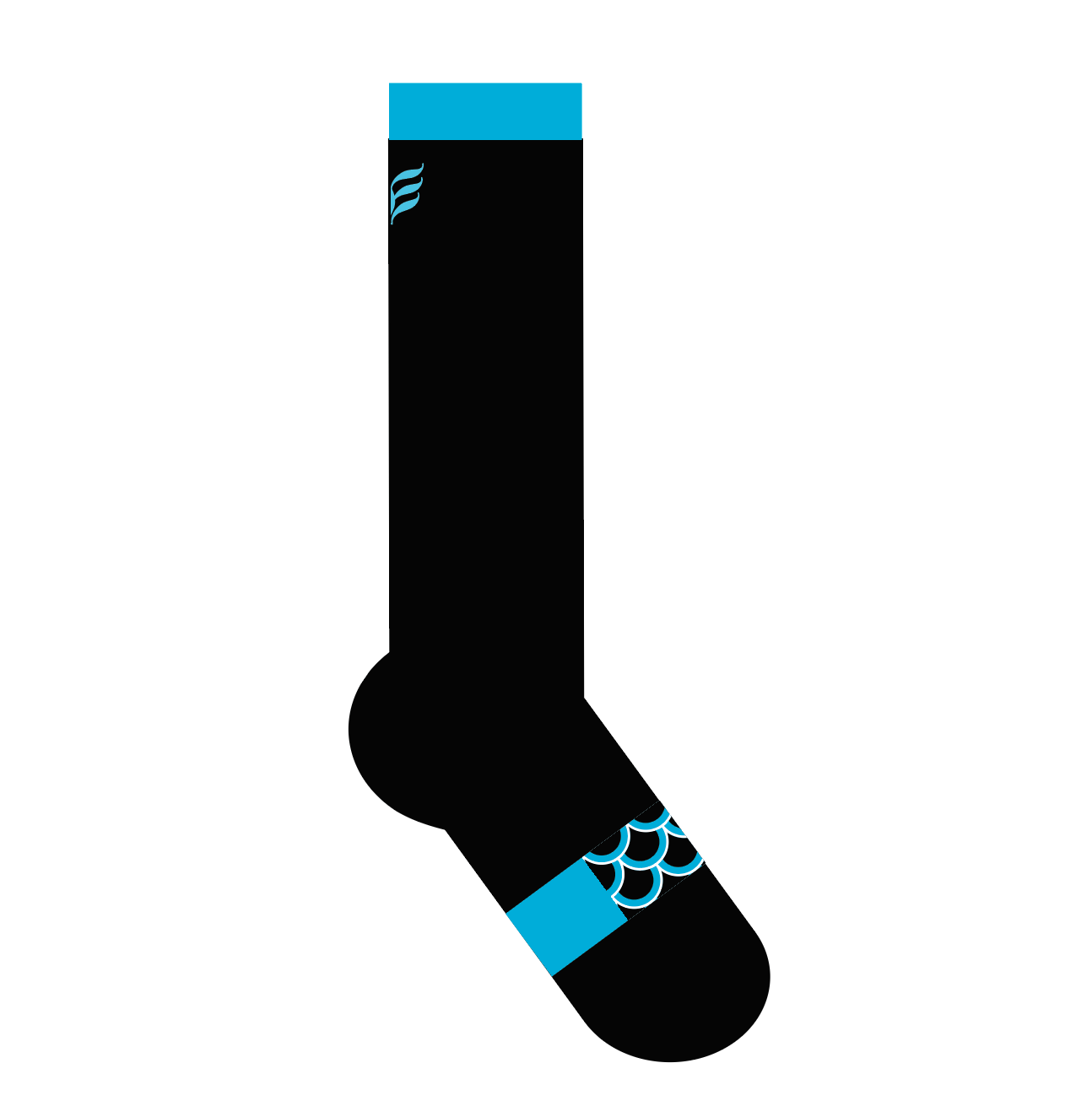 Wave Crew Socks in Black with Blue