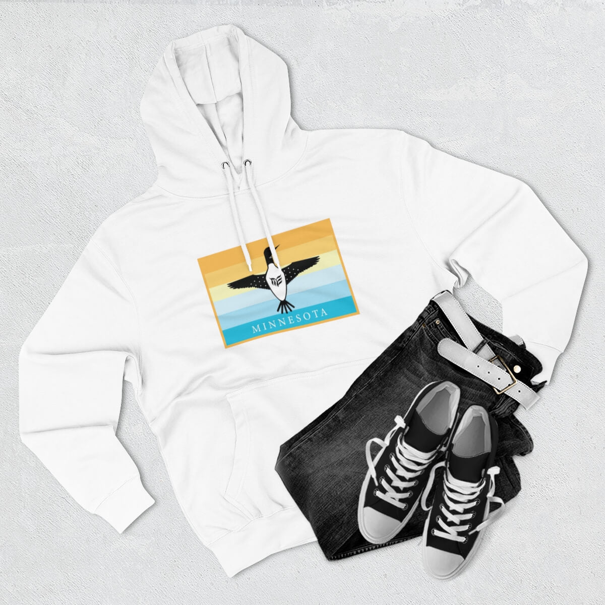 Modern Envy Loon White hoodie front flat view