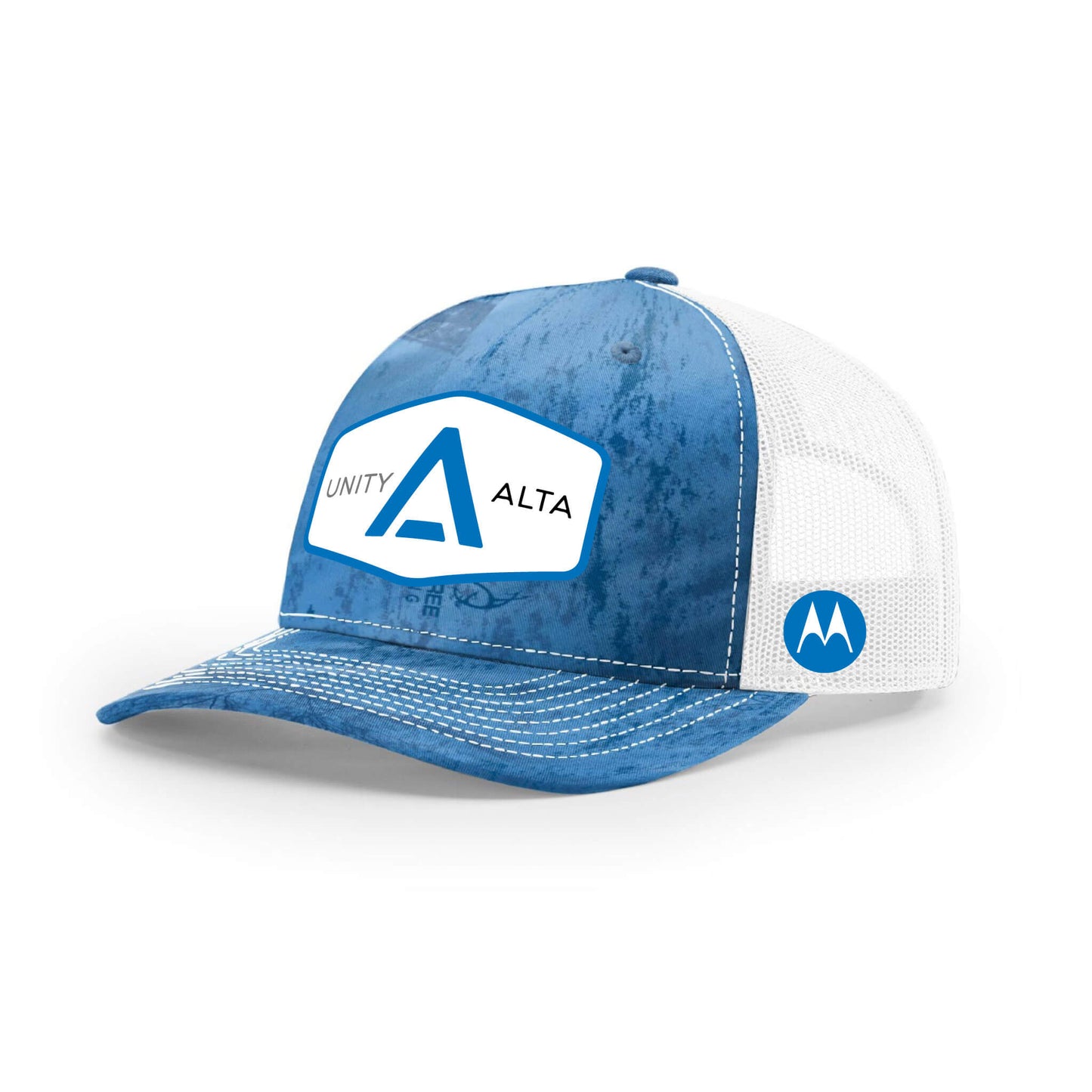 3-4 weeks production 10pc Avigilon PVC Blue outline Trucker Hat Blue Realtree©