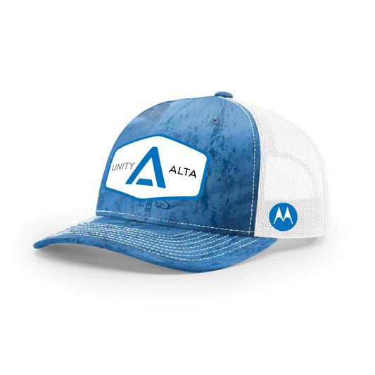 3-4 weeks production 10pc Avigilon PVC Blue outline Trucker Hat Blue Realtree©
