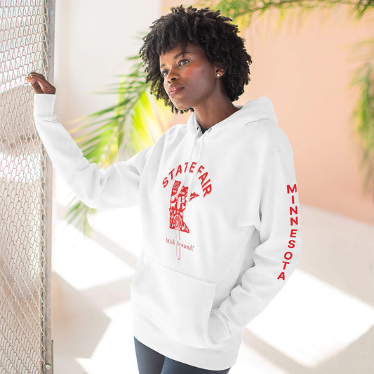 Minnesota State Fair Stick Around White Unisex premium mid-weight hoodie