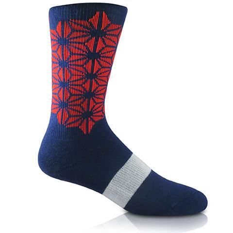 Good Fortune arch band crew sock White with Navy