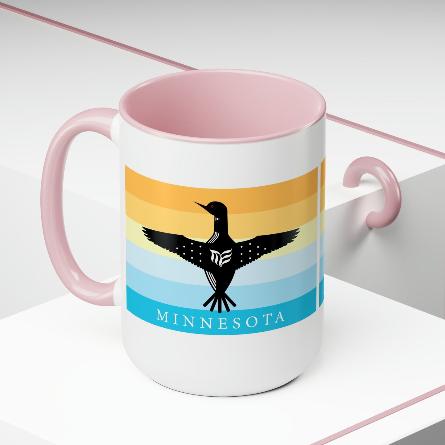 Modern Envy Loon Two-Tone Coffee Mugs, 15oz