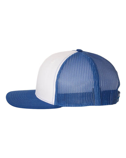 MSP White with Royal Blue Classic Trucker Hat featuring Number 1 Silicone Patch