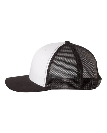 MSP White with Black Classic Trucker Hat featuring Paint Splatter Airplane Silicone Patch