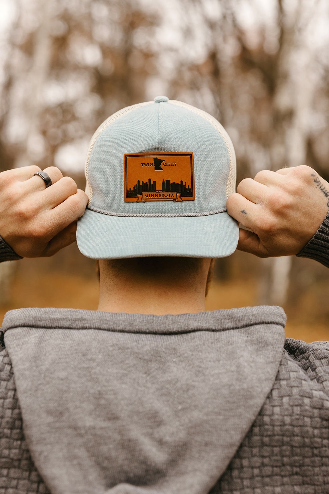 Corduroy 5 Panel Trucker Twin Cities Leather Patch Hat