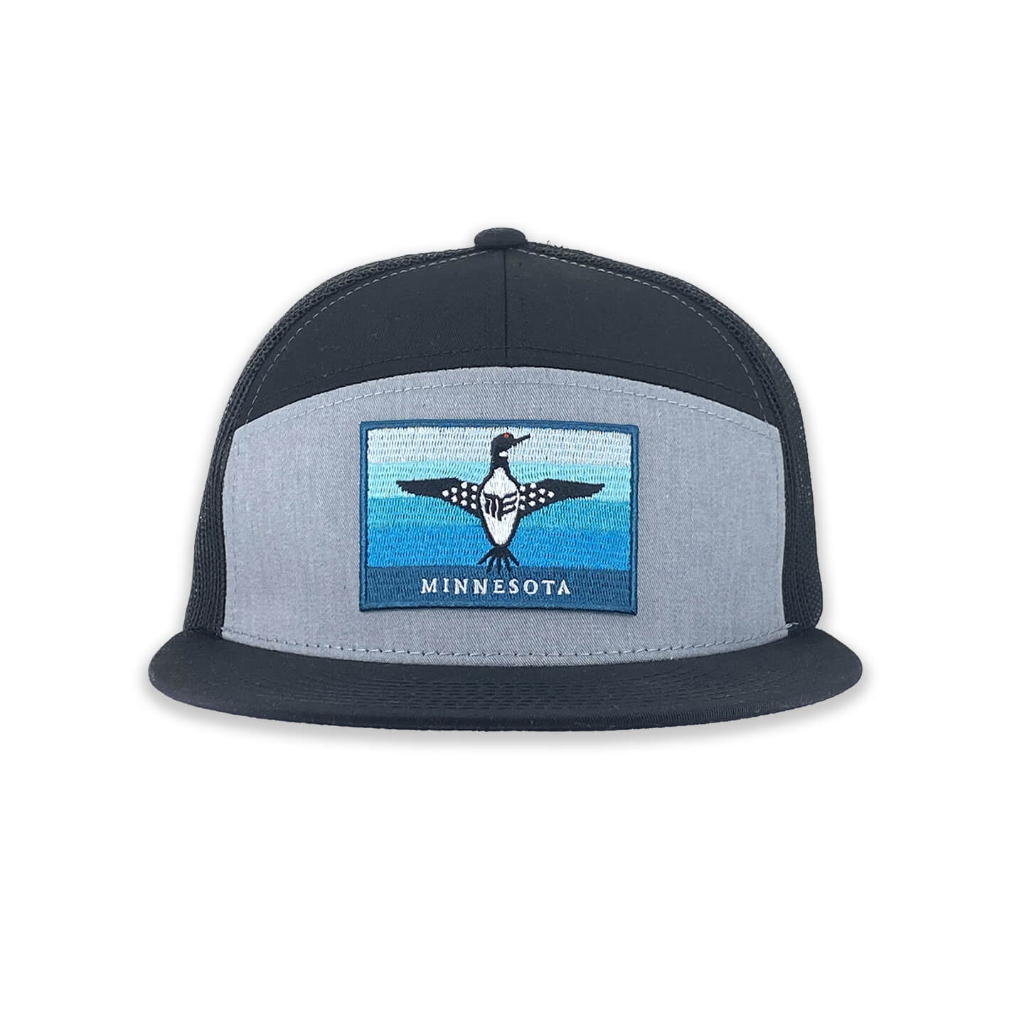7 Panel Trucker hat with Blue Loon Embroidery Patch
