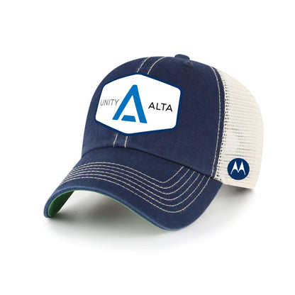 3-4 weeks production 10pc Avigilon PVC USA Blue outline 47 Brand Trowler Trucker Navy