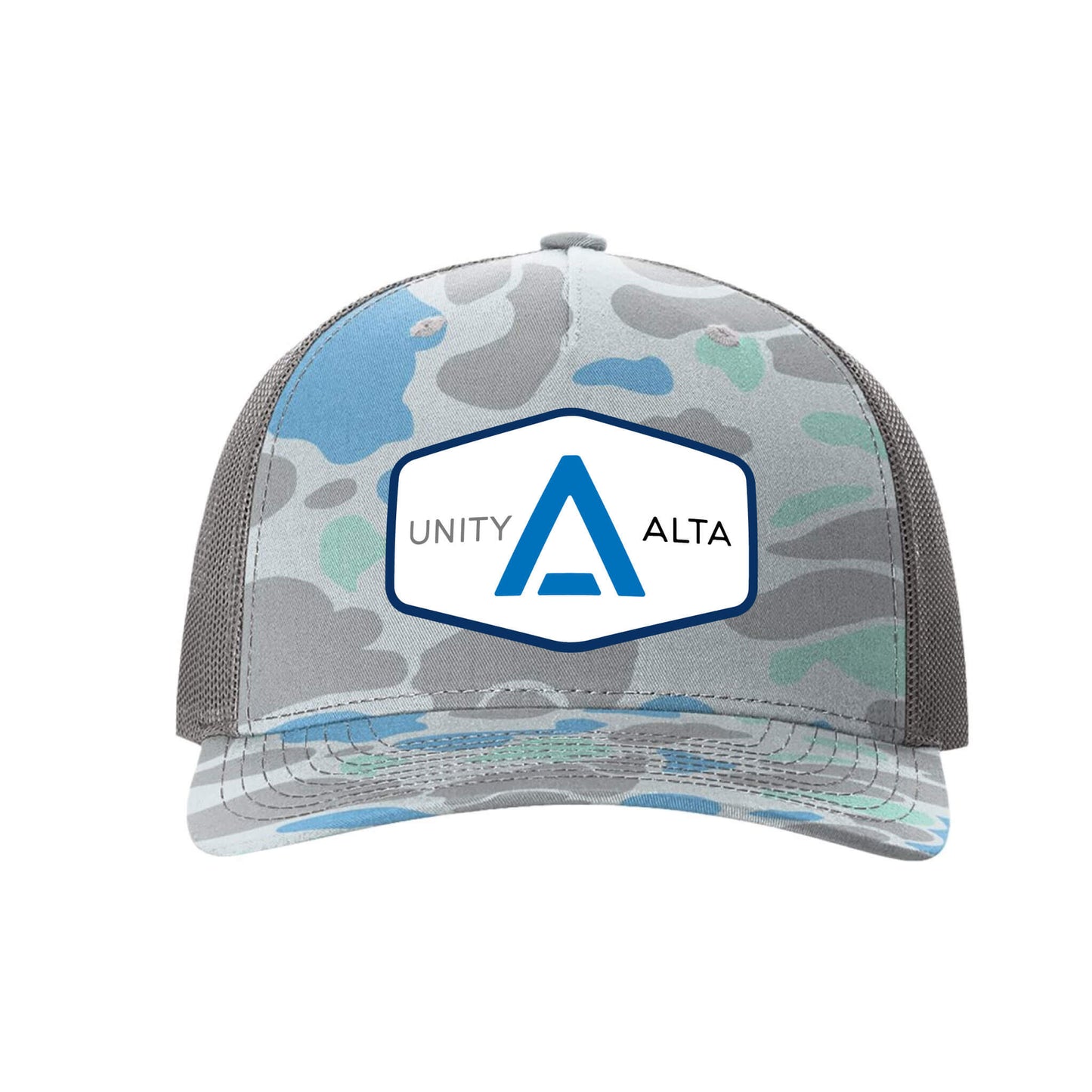 3-4 weeks production 10pc Avigilon PVC USA Blue outline Trucker Hat Blue Camo