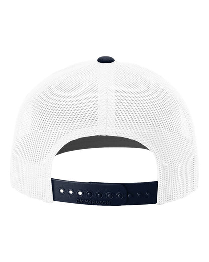 3-4 weeks production 10pc Avigilon PVC USA Blue outline Trucker Hat White Navy