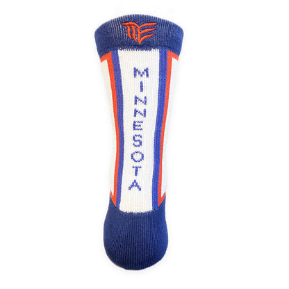 Minnesota crew sock in Red, White and Blue back view