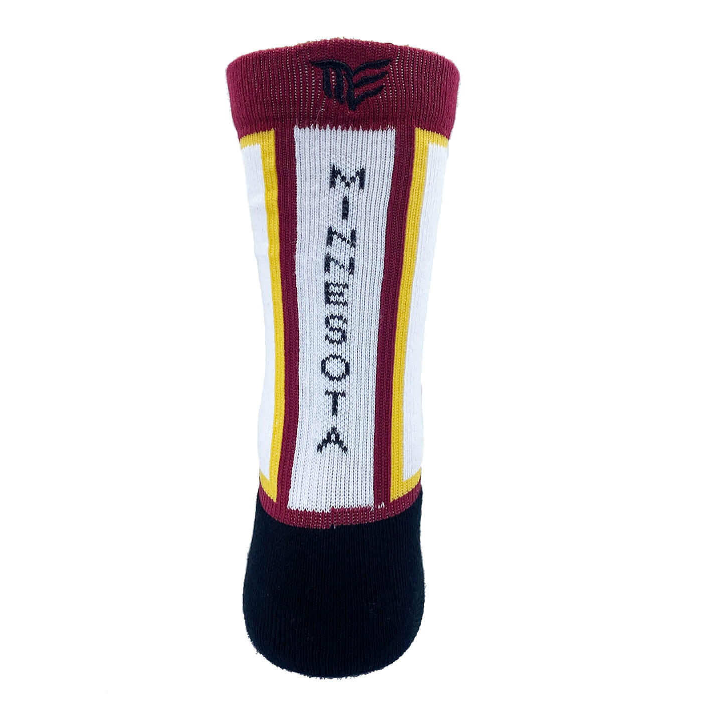Minnesota crew socks in Maroon and Gold back view