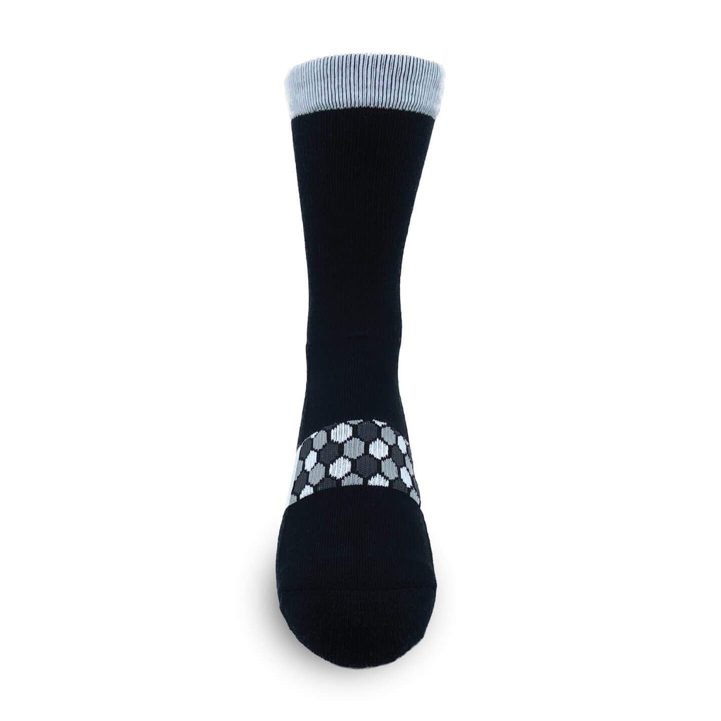 Hexagon Crew Socks in Black with White and Gray