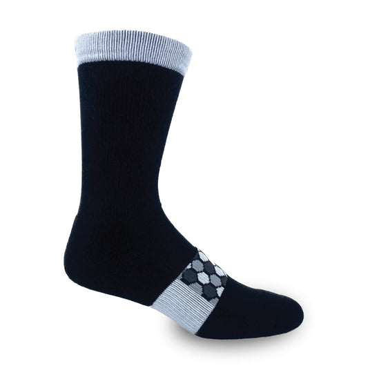 Hexagon Crew Socks in Black with White and Gray