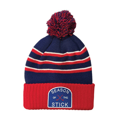 USA Hockey Striped Pom Beanie