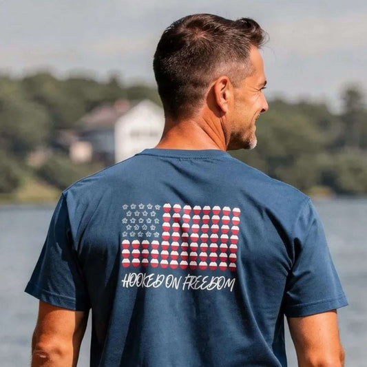4th of July Fishing Tee - Hooked On Freedom Patriotic Fishing Shirt