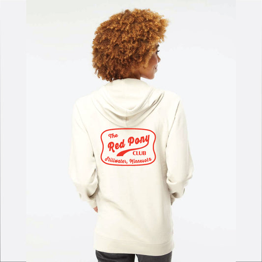 Stillwater, Minnesota Red Pony Club Graphic Hoodie on Bone French Terry hoodie