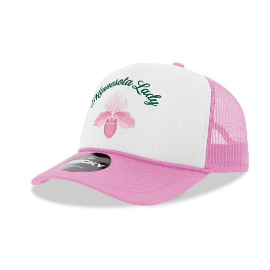 Minnesota Lady Slipper White and Pink Foam Trucker Hat