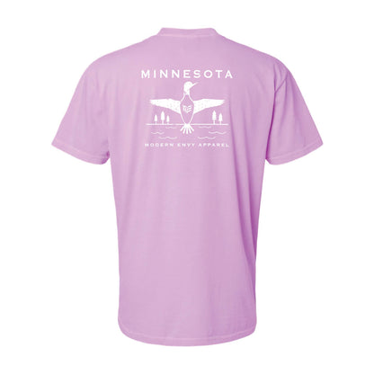 Minnesota Loon White Vintaged Violet T-Shirt Unisex Cotton Colors 1717