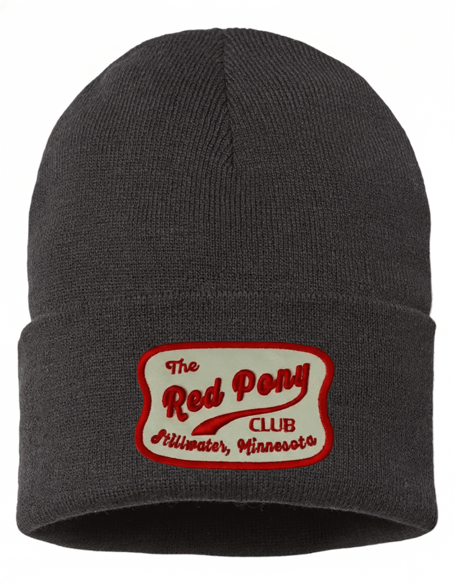 Stillwater Red Pony Club Retro Patch Black Cuff Beanie