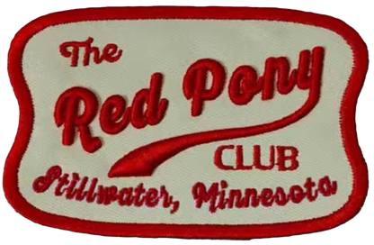 Patch with 'The Red Pony Club Stillwater, Minnesota' text on a white background