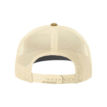 Modern Envy Loon logo on Richardson 112 hat in Grey, Birth and Amber back view