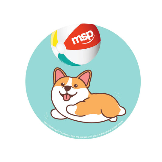 MSP Doggie with Beach Ball Sticker