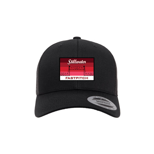 Black Trucker with Red Embroidered Stillwater Patch