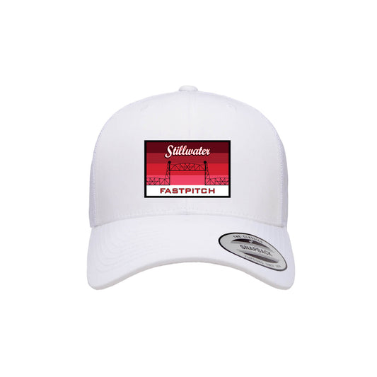 White Trucker with Red Embroidered Stillwater Patch