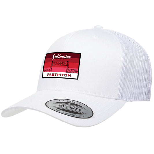 White Trucker with Red Embroidered Stillwater Patch