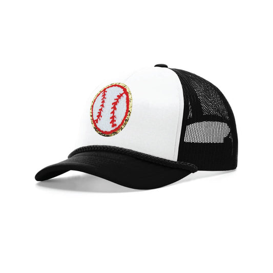 Lets Play Ball White with Black foam trucker hat