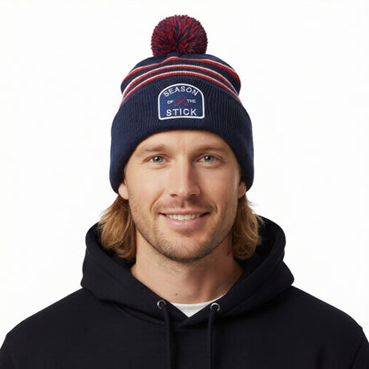 USA Hockey Striped Pom Beanie