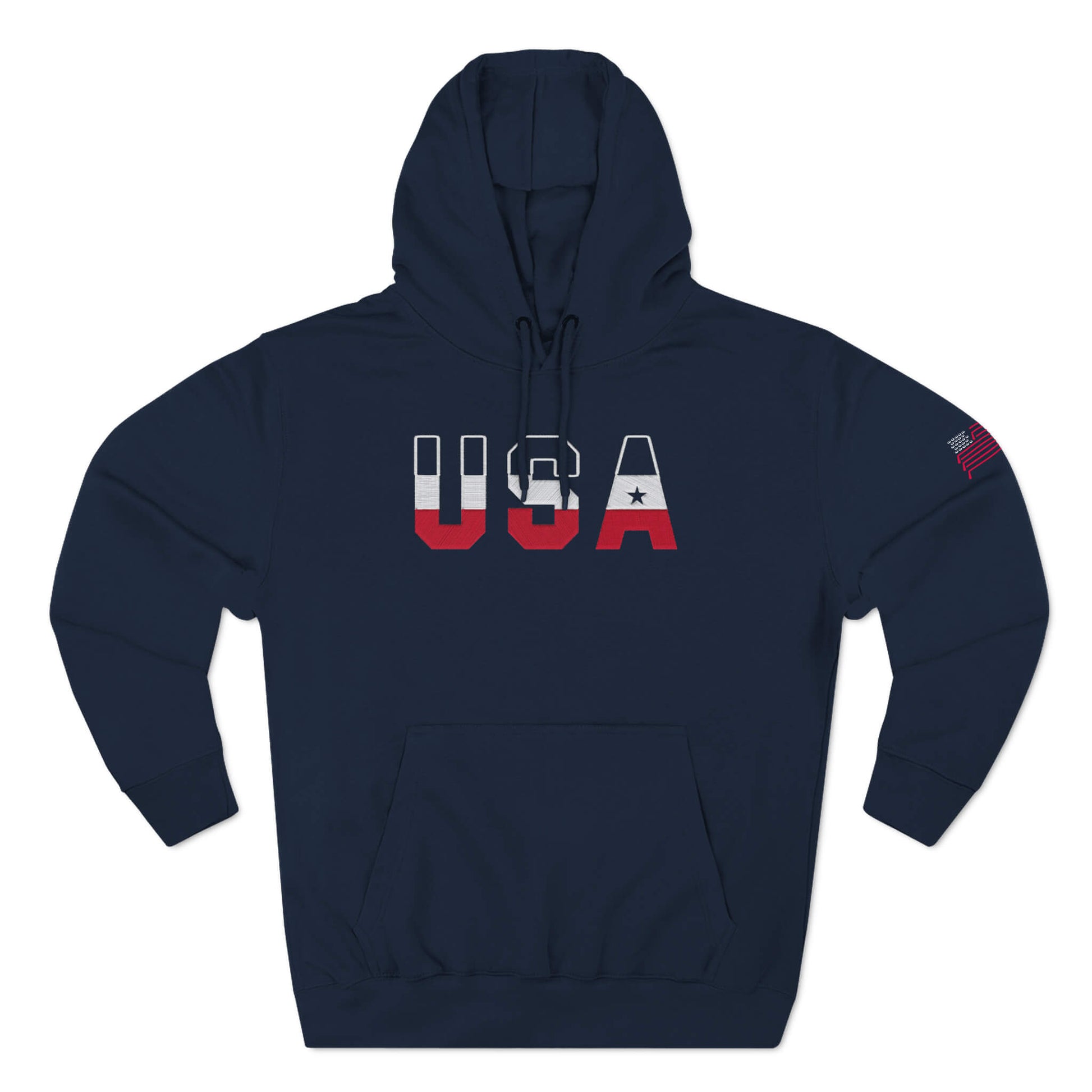 USA Front Hockey Flag Sleeve Navy hoodie flat view