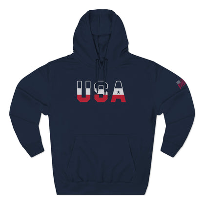 USA Front Hockey Flag Sleeve Navy hoodie flat view