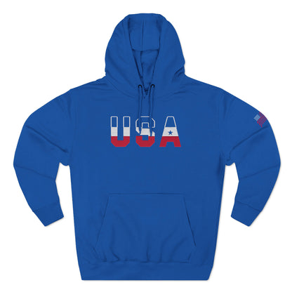 USA Front Hockey Flag Sleeve Royal hoodie flat view