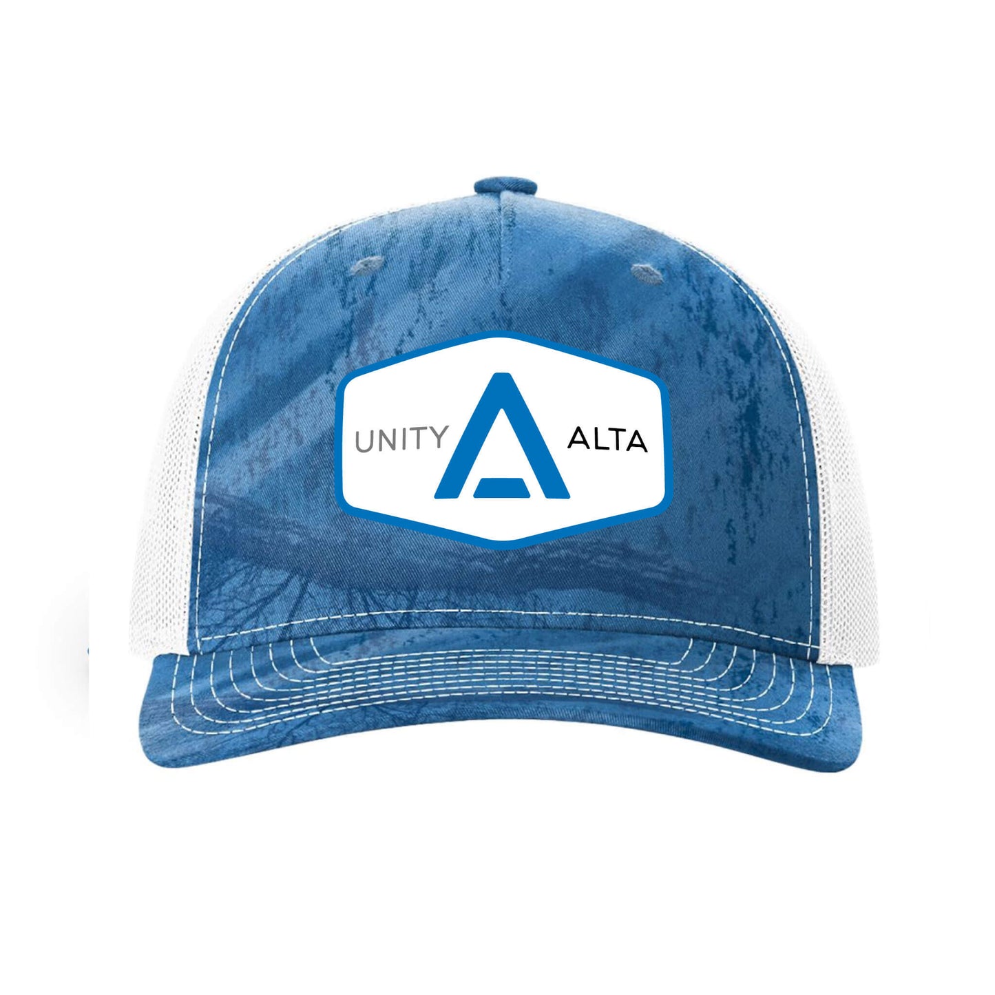 3-4 weeks production 10pc Avigilon PVC Blue outline Trucker Hat Blue Realtree©