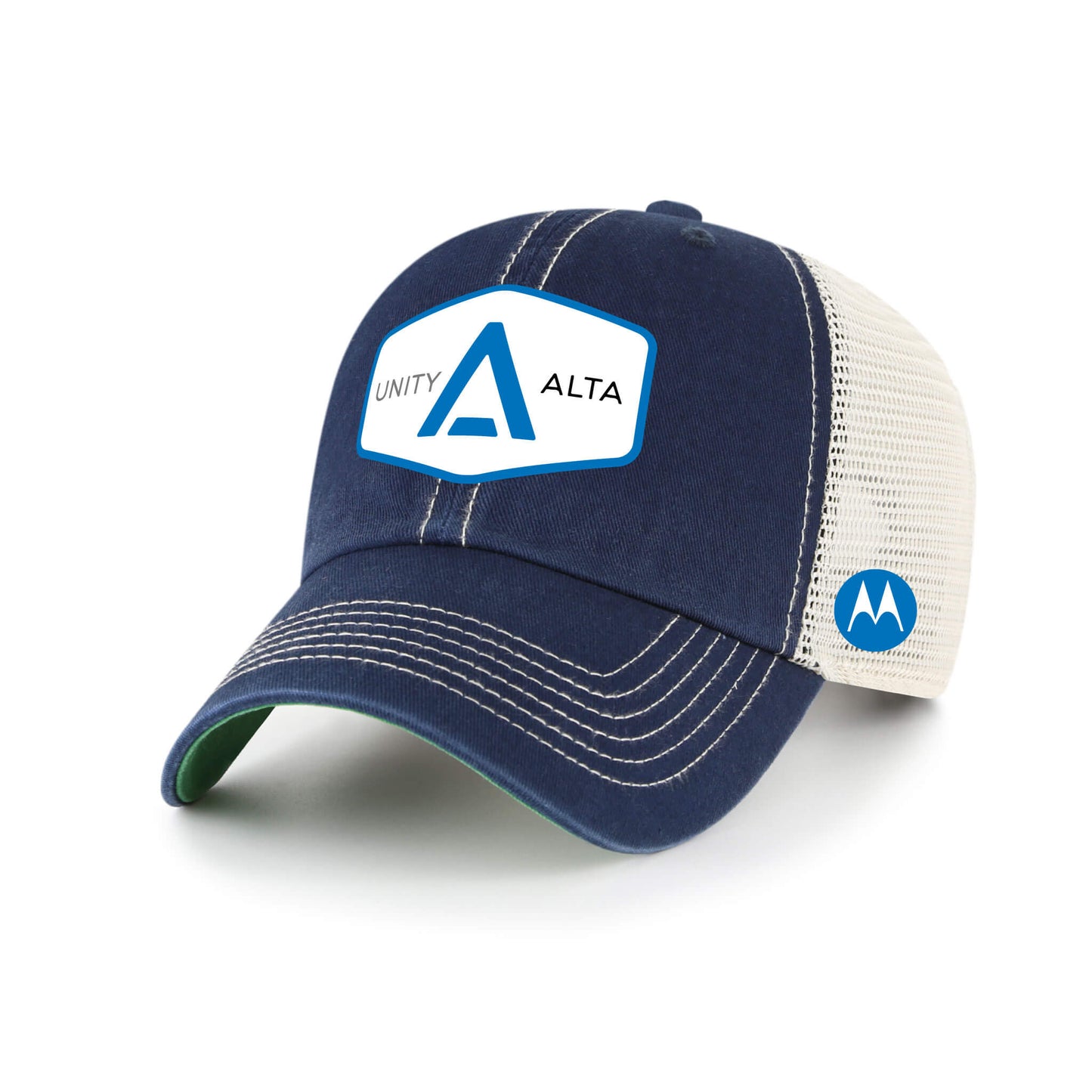 3-4 weeks production 10pc Avigilon PVC Blue outline 47 Brand Trowler Trucker Navy