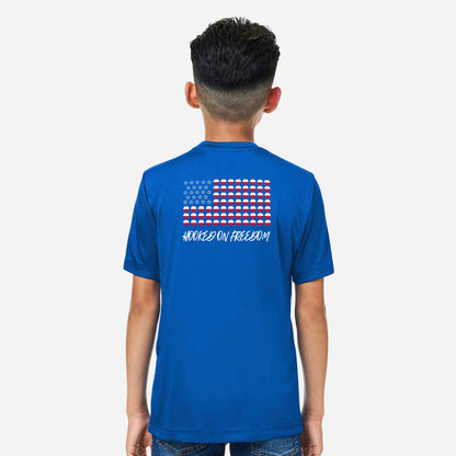 4th of July Fishing Tee - Hooked On Freedom Bobber Fishing Shirt (Youth Short Sleeve)
