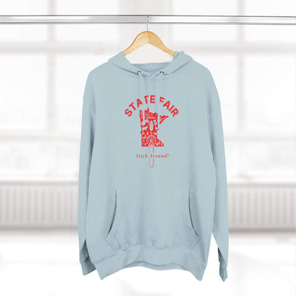 Minnesota State Fair Stick Around Blue Mist Unisex premium mid-weight hoodie