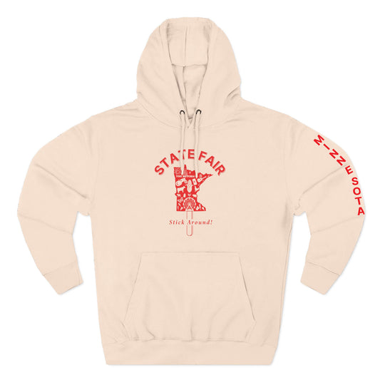 Minnesota State Fair Stick Around Pale Pink Unisex premium mid-weight hoodie