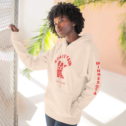 Minnesota State Fair Stick Around Pale Pink Unisex premium mid-weight hoodie