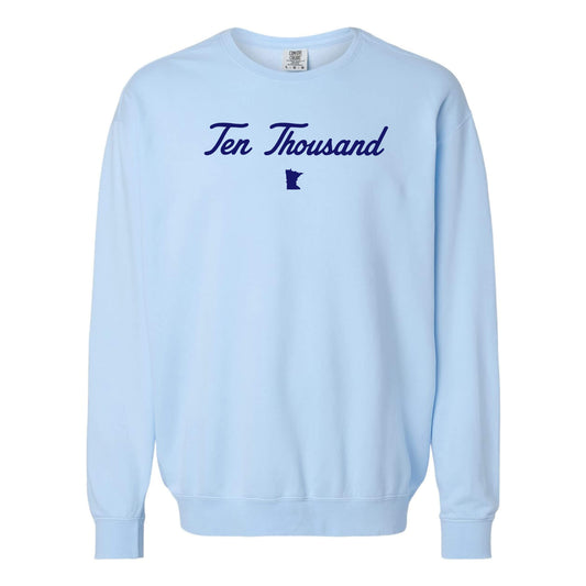 Minnesota 'Ten Thousand' Lakes Comfort Colors 1466 Crewneck Sweatshirt - Hydrangea