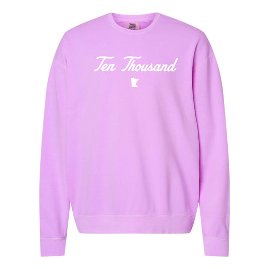 Minnesota 'Ten Thousand' Lakes Comfort Colors 1466 Crewneck Sweatshirt - Violet