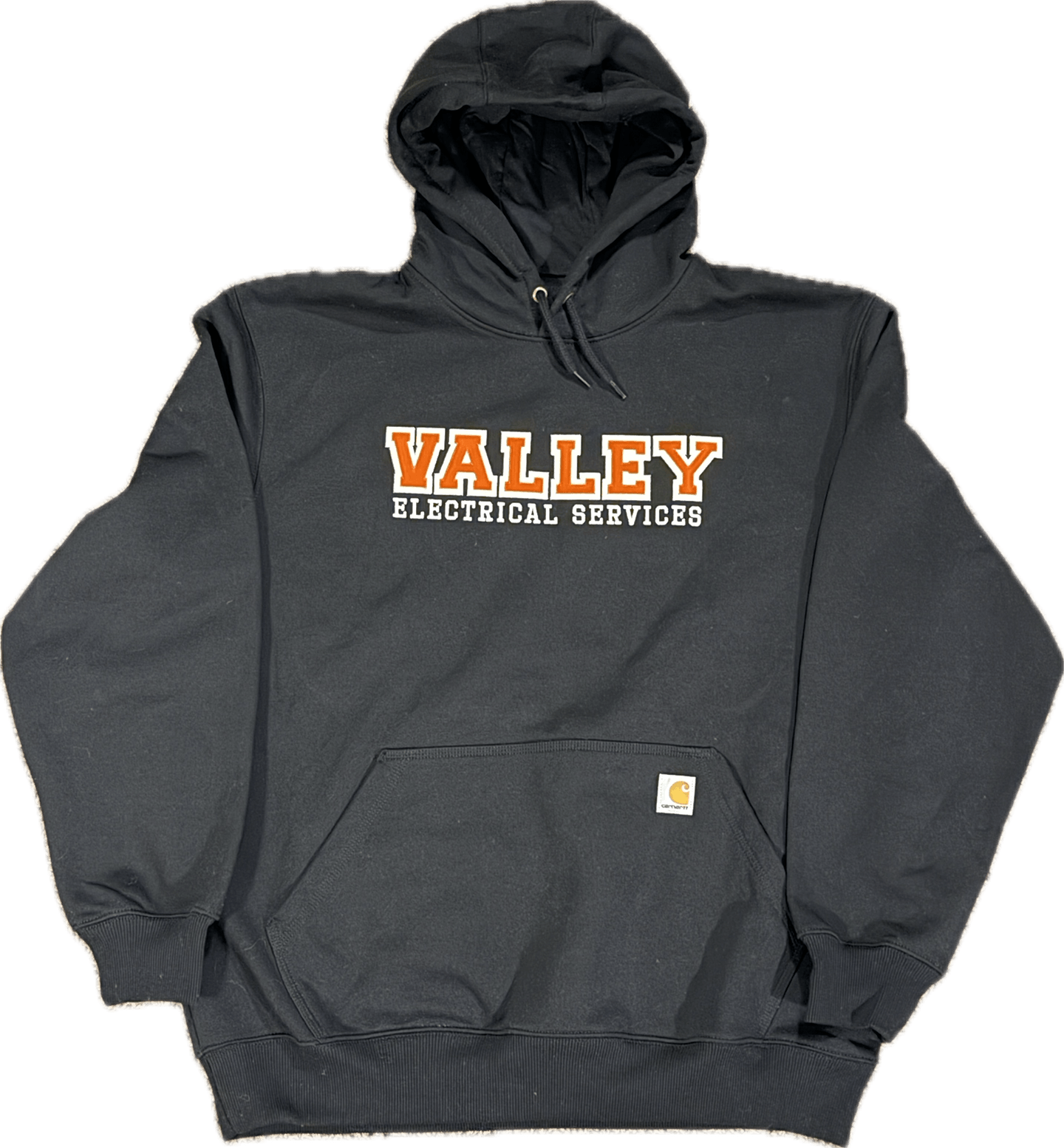 Carhartt® Rain Defender® Paxton Heavyweight Hooded Sweatshirt with Valley Electrical Tackle Twill front